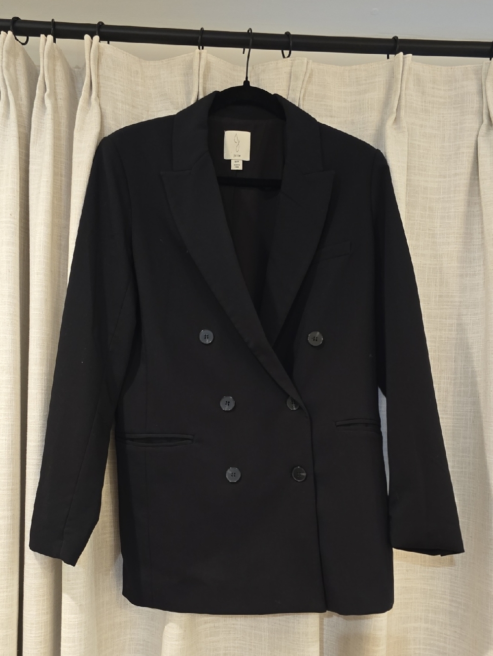 Joie Black Double-Breasted Tailored Blazer